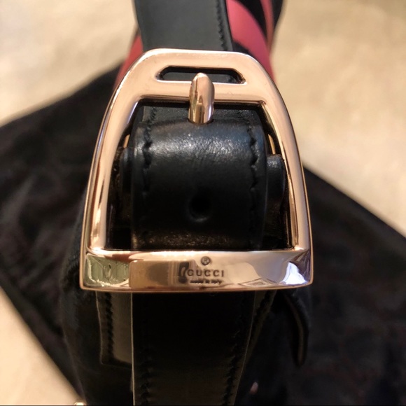 Gucci Black Guccissima Canvas Pink & Black Satin - Picture 3 of 6